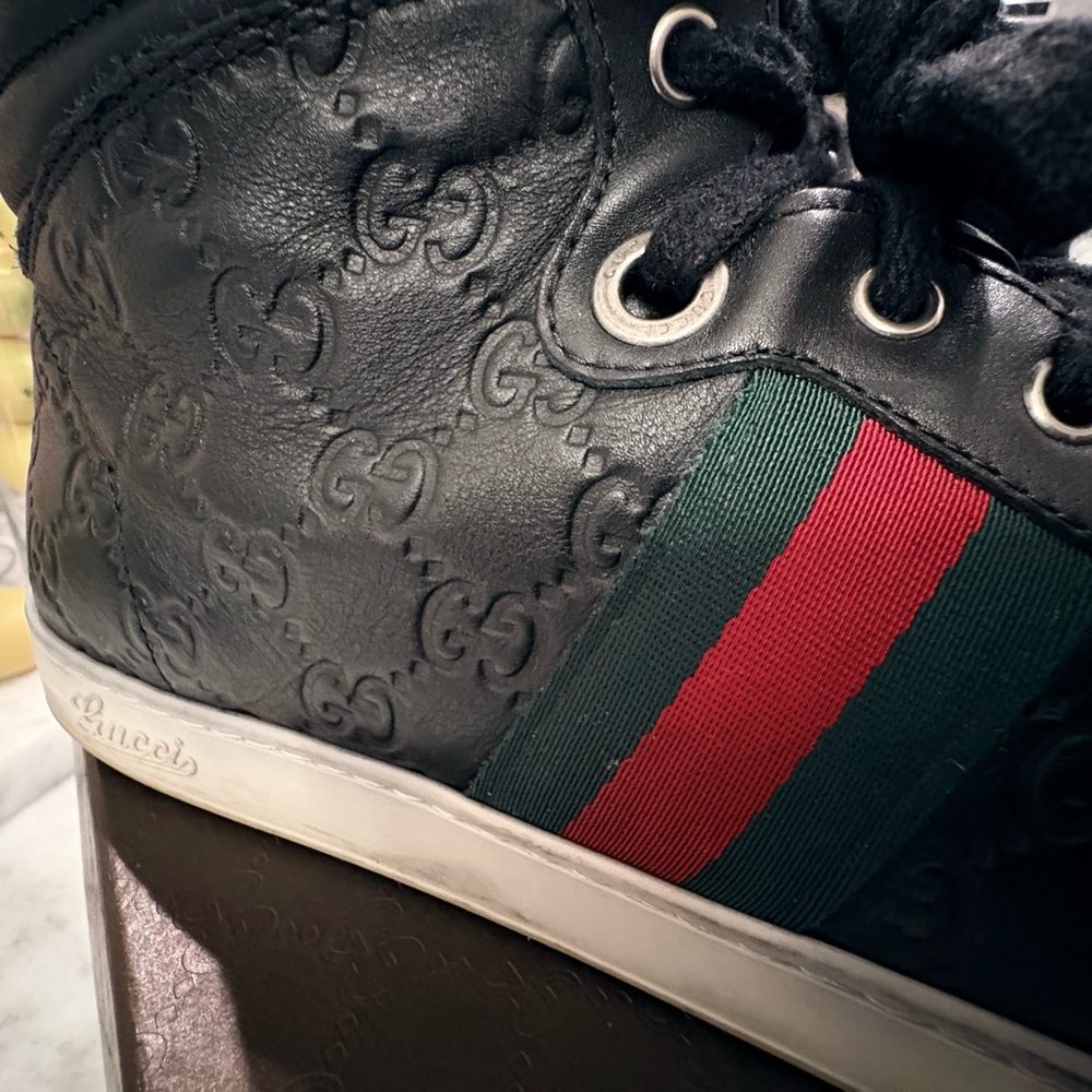 Gucci Guccissima Web Leather High-Top Sneaker w/Box! - Picture 4 of 8